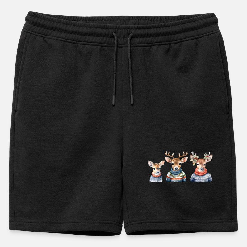 Winterhirsche Pullover-Trio - Männer Premium Organic Sweatshorts - Schwarz