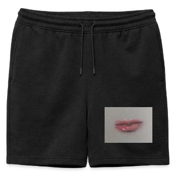 Lip art expressif sur feuille grise - Short de survêtement homme premium - noir - Devant - AI Model Male 178 light (178cm)