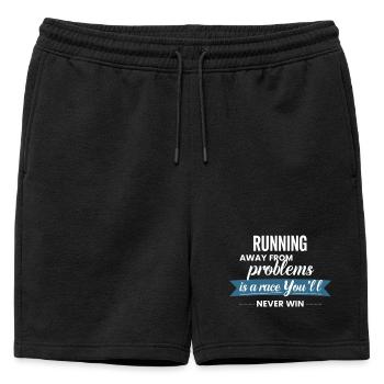 Fuir les problèmes n’est pas une solution - Short de survêtement homme premium - noir - Devant - AI Model Male 178 light (178cm)