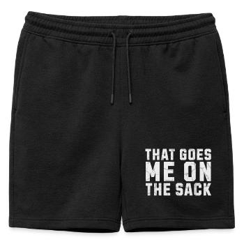 That Goes Me on the Sack Denglish - Mens' Premium Organic Sweatshorts - black - Front - AI Model Male 178 light (178cm)
