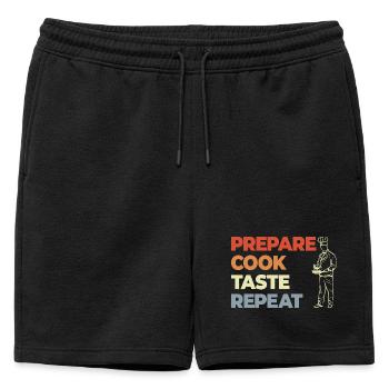 Préparer Cuire Goûter Répéter - Short de survêtement homme premium - noir - Devant - AI Model Male 178 light (178cm)