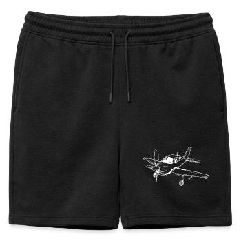 Hélice Avion Lineart - Short de survêtement homme premium - noir - Devant - AI Model Male 178 light (178cm)