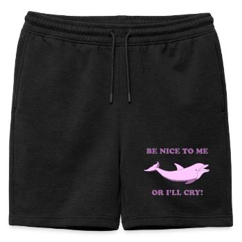 Süßer Delfin – Sois gentil avec moi ou je pleurerai - Short de survêtement homme premium - noir - Devant - AI Model Male 178 light (178cm)