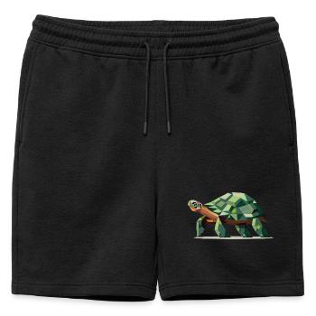 Tortue stylisée au design polygonal - Short de survêtement homme premium - noir - Devant - AI Model Male 178 light (178cm)