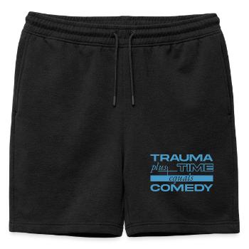 Traumatisme + Temps = Comédie - Short de survêtement homme premium - noir - Devant - AI Model Male 178 light (178cm)