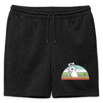 Droll Cat Cartoon Vintage Cat Lover - Mens' Premium Organic Sweatshorts - black - Front - AI Model Male 178 light (178cm)