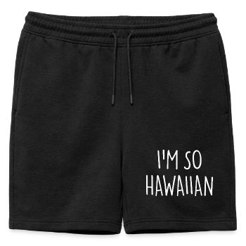JE SUIS TELLEMENT HAWAÏEN - Short de survêtement homme premium - noir - Devant - AI Model Male 178 light (178cm)