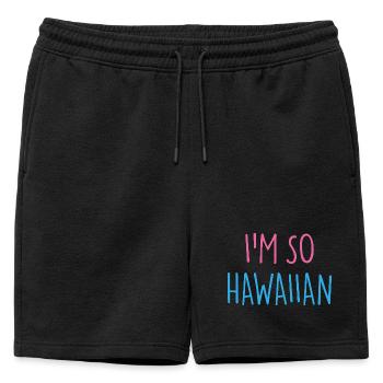 JE SUIS TELLEMENT HAWAÏEN - Short de survêtement homme premium - noir - Devant - AI Model Male 178 light (178cm)