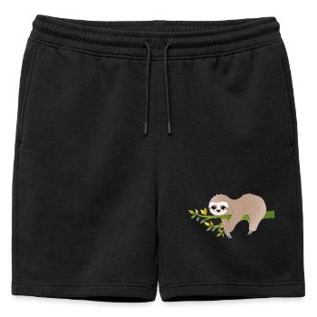 Relaxed Sloth – Charming Relax Motif - Mens' Premium Organic Sweatshorts - black - Front - AI Model Male 178 light (178cm)