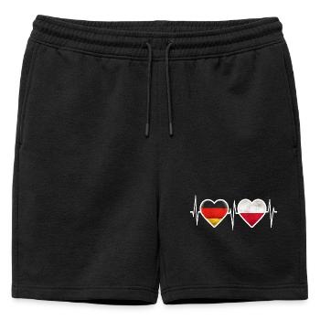 Allemagne Pologne Battement de cœur - Short de survêtement homme premium - noir - Devant - AI Model Male 178 light (178cm)
