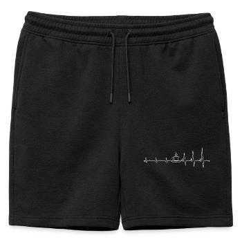 Herzschlag Kaffee Motiv T-Shirt - Männer Premium Organic Sweatshorts - Schwarz - Vorne - AI Model Male 178 light (178cm)