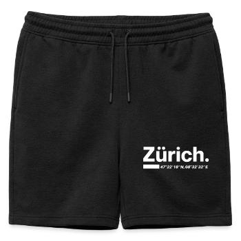 Coordonnées Zurich - Short de survêtement homme premium - noir - Devant - AI Model Male 178 light (178cm)