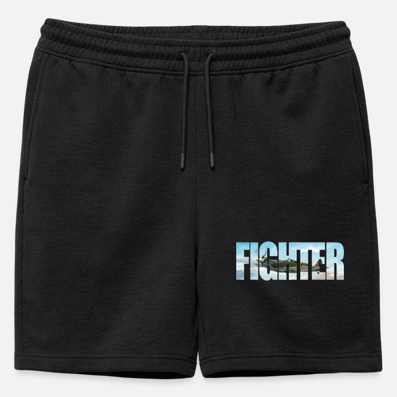 Fighter Spitfire - Männer Premium Organic Sweatshorts - Schwarz
