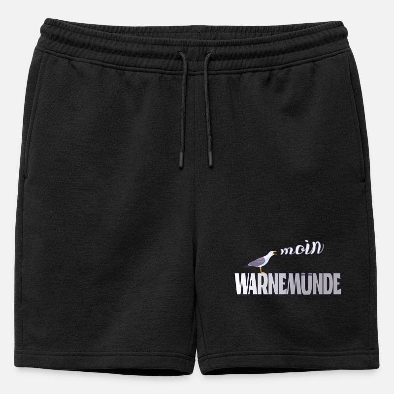 Warnemünde Möwe mit Moin Ostee - Männer Premium Organic Sweatshorts - Schwarz