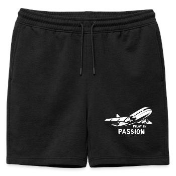 Pilote par passion - Logo de l’avion et de l’aviation - Short de survêtement homme premium - noir - Devant - AI Model Male 178 light (178cm)