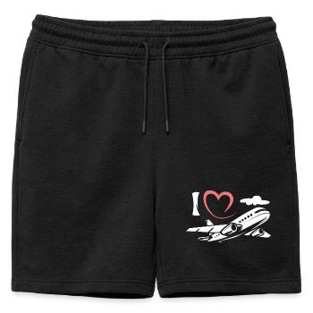 J’aime les avions - Symbole de l’aviation et des pilotes - Short de survêtement homme premium - noir - Devant - AI Model Male 178 light (178cm)
