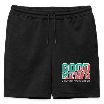 BONNES NOUVELLES Verset biblique Évangile - Short de survêtement homme premium - noir - Devant - AI Model Male 178 light (178cm)