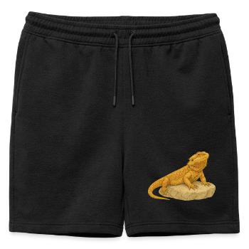 Gecko jaune sur rochers - Short de survêtement homme premium - noir - Devant - AI Model Male 178 light (178cm)