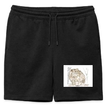 Chat sauvage de Manul - Short de survêtement homme premium - noir - Devant - AI Model Male 178 light (178cm)