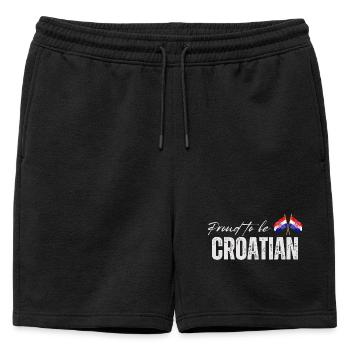 Croate fière, j’adore la Croatie - Short de survêtement homme premium - noir - Devant - AI Model Male 178 light (178cm)