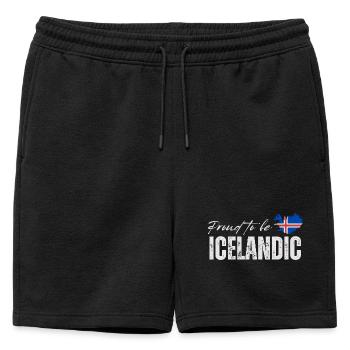 Icelandic proud, I love Iceland - Mens' Premium Organic Sweatshorts - black - Front - AI Model Male 178 light (178cm)