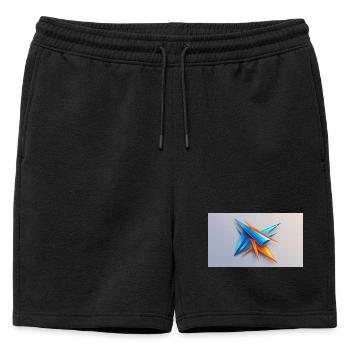 Origami Star BleuOrange - Short de survêtement homme premium - noir - Devant - AI Model Male 178 light (178cm)