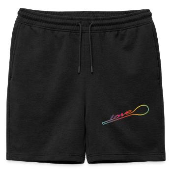Cuisiné avec amour – cuillère en bois colorée - Short de survêtement homme premium - noir - Devant - AI Model Male 178 light (178cm)