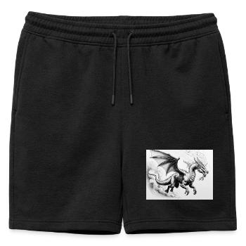 Dragon déterminé avec des ailes de feu - Short de survêtement homme premium - noir - Devant - AI Model Male 178 light (178cm)
