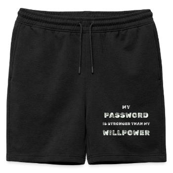 Strong Password – IT Humor Tee - Mens' Premium Organic Sweatshorts - black - Front - AI Model Male 178 light (178cm)
