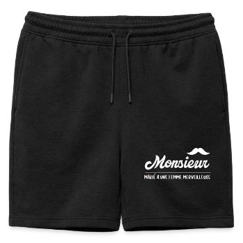 Monsieur Marié Couple amoureux assorti Marriage - Short de survêtement homme premium - noir - Devant - AI Model Male 178 light (178cm)
