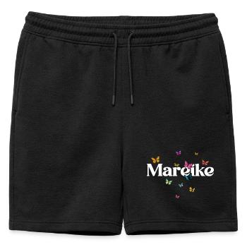 Beau prénom de fille MAREIKE avec des papillons - Short de survêtement homme premium - noir - Devant - AI Model Male 178 light (178cm)