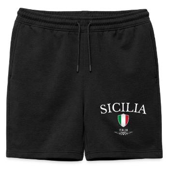 Sicile, Italie, design minimaliste élégant - Short de survêtement homme premium - noir - Devant - AI Model Male 178 light (178cm)