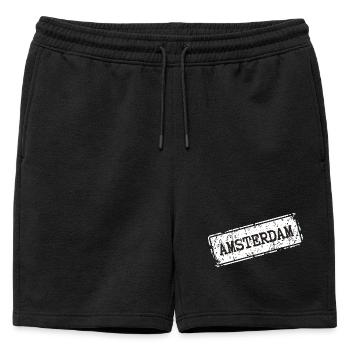 Style urbain d’Amsterdam - Short de survêtement homme premium - noir - Devant - AI Model Male 178 light (178cm)