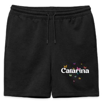 Beau prénom de fille avec des papillons CATARINA - Short de survêtement homme premium - noir - Devant - AI Model Male 178 light (178cm)