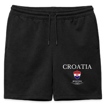 Patriote croate, né en Croatie - Short de survêtement homme premium - noir - Devant - AI Model Male 178 light (178cm)