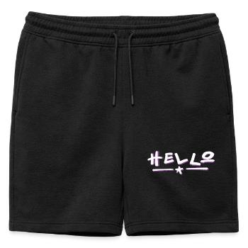 Lettrage Hello avec dégradé de couleurs - Short de survêtement homme premium - noir - Devant - AI Model Male 178 light (178cm)