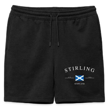 Stirling, Écosse – Souvenirs et cadeaux de vacances - Short de survêtement homme premium - noir - Devant - AI Model Male 178 light (178cm)