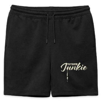 Lettrage aventureux en plein air Junkie - Short de survêtement homme premium - noir - Devant - AI Model Male 178 light (178cm)