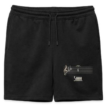 Shhh Silent Melody Sheet Music - Mens' Premium Organic Sweatshorts - black - Front - AI Model Male 178 light (178cm)