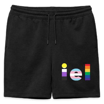 They - Mens' Premium Organic Sweatshorts - black - Front - AI Model Male 178 light (178cm)