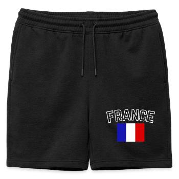 France – Drapeau Français - Short de survêtement homme premium - noir - Devant - AI Model Male 178 light (178cm)