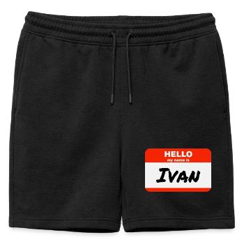 Bonjour, je m’appelle Ivan Étiquette Étiquette Étiquette - Short de survêtement homme premium - noir - Devant - AI Model Male 178 light (178cm)