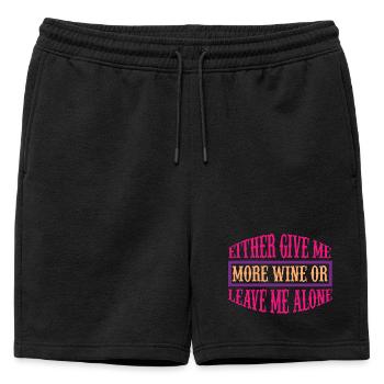 Give me more wine or leave - Mens' Premium Organic Sweatshorts - black - Front - AI Model Male 178 light (178cm)
