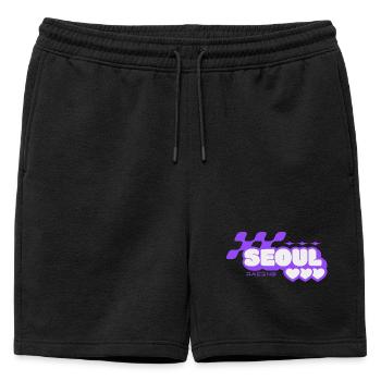 Seoul Racing Violet Rétro - Short de survêtement homme premium - noir - Devant - AI Model Male 178 light (178cm)