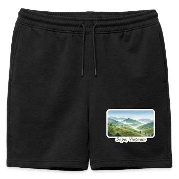 Terrasses Sapa Vietnam - Short de survêtement homme premium - noir - Devant - AI Model Male 178 light (178cm)