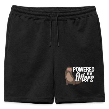Powered by Sea Otter Cartoon - Mens' Premium Organic Sweatshorts - black - Front - AI Model Male 178 light (178cm)