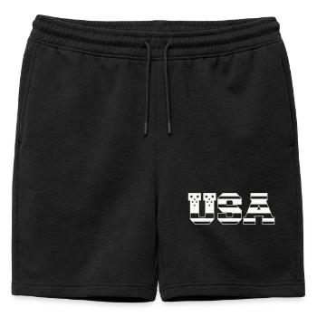 USA Bloc Police Rétro Patriotique - Short de survêtement homme premium - noir - Devant - AI Model Male 178 light (178cm)