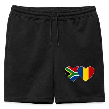 South Africa Romania Flag Heart - Mens' Premium Organic Sweatshorts - black - Front - AI Model Male 178 light (178cm)