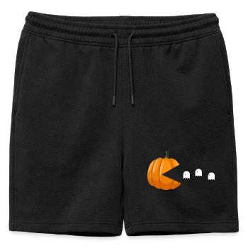 citrouille manger des fantômes drôle Halloween - Short de survêtement homme premium - noir - Devant - AI Model Male 178 light (178cm)
