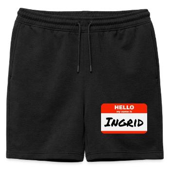 Bonjour, je m’appelle Ingrid Étiquette Nom Tag - Short de survêtement homme premium - noir - Devant - AI Model Male 178 light (178cm)